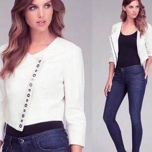 Bebe genuine leather eyelet cropped jacket